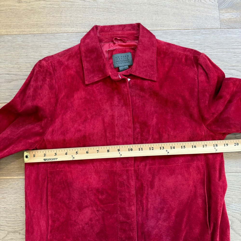 John Paul Richard Red Suede Leather Jacket Zip Front Womens Size 8 Vintage - Picture 6 of 10